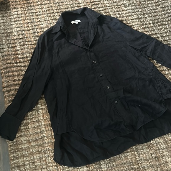 COS 100% Linen Black Button Down Blouse Size 34 - Picture 1 of 10